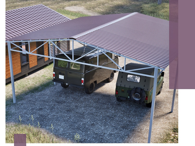 Двускатные навесы под ключ в Дзержинске — изготовление и монтаж